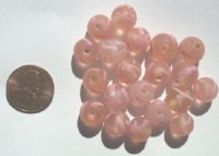 20 10mm Round Matte Rose with Pink Squiggles
